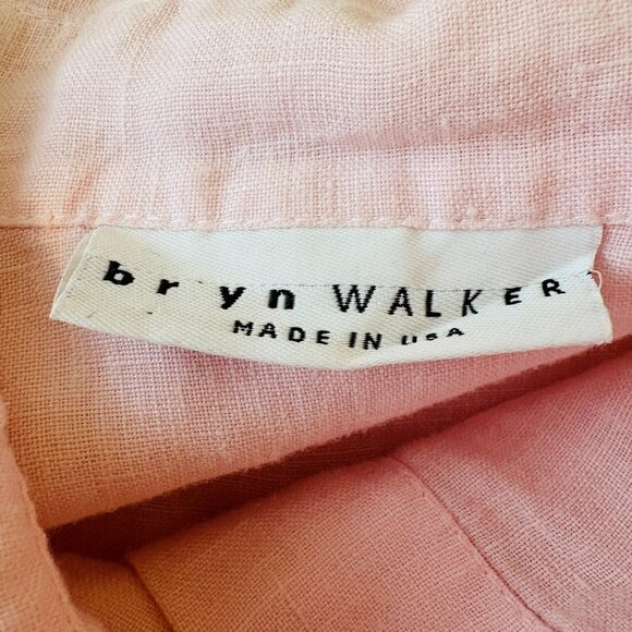 Bryn Walker Womens Linen Shirt Top Long Sleeve Button Front Pink Plus Size 1X - Picture 9 of 13